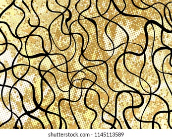 Gold grunge pattern. Background. Brush. Vector.