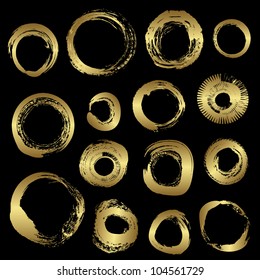Gold grunge rings vector