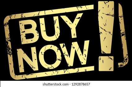 gold grunge stamp with frame and text BUY NOW!