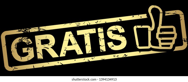 gold grunge stamp with frame and text for free (in german)