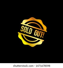 gold grunge stamp or sticker with text SOLD OUT!