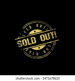 gold grunge stamp or sticker with text SOLD OUT!