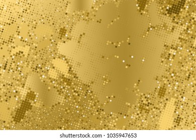 Gold grunge texture. Abstract halftone background. Vector pattern.