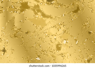Gold grunge texture. Abstract halftone background. Vector pattern.