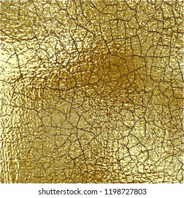 Gold grunge texture to create distressed effect. Patina scratch, cracks golden elements. Vintage abstract illustration. Surface Crack . Overlay distress grain graphic design