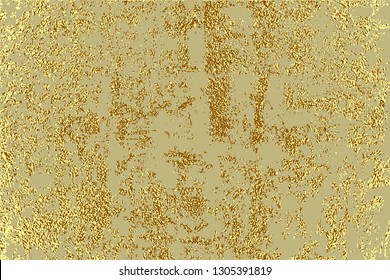 Gold grunge texture to create distressed effect. Patina scratch, cracks golden elements. Vintage abstract illustration. Surface Crack . Overlay distress grain graphic design