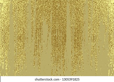 Gold grunge texture to create distressed effect. Patina scratch, cracks golden elements. Vintage abstract illustration. Surface Crack . Overlay distress grain graphic design