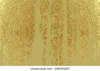 Gold grunge texture to create distressed effect. Patina scratch, cracks golden elements. Vintage abstract illustration. Surface Crack . Overlay distress grain graphic design
