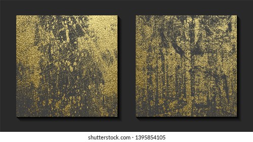 Gold grunge texture to create distressed effect. Patina scratch golden elements. Vintage abstract illustration. Bright sketch surface. Overlay distress grain graphic design.