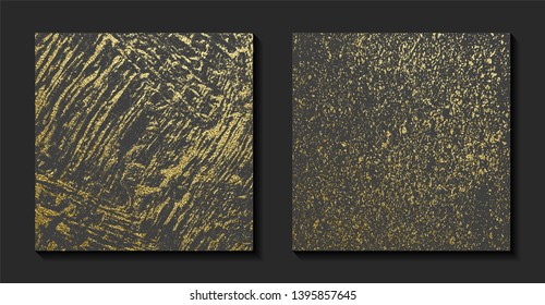 Gold grunge texture to create distressed effect. Patina scratch golden elements. Vintage abstract illustration. Bright sketch surface. Overlay distress grain graphic design.