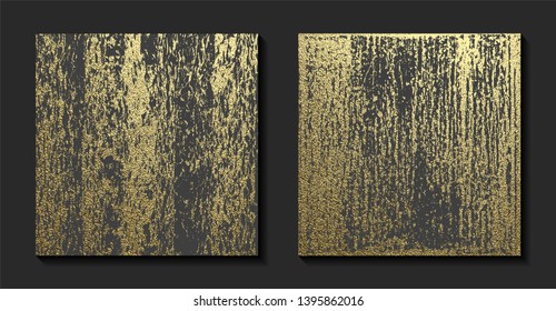 Gold grunge texture to create distressed effect. Patina scratch golden elements. Vintage abstract illustration. Bright sketch surface. Overlay distress grain graphic design.