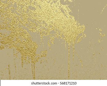 Gold grunge texture to create distressed effect. Patina scratch golden elements. Vintage abstract illustration. Bright sketch surface . Overlay distress grain graphic design