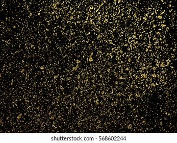 Gold grunge texture to create distressed effect. Patina scratch golden elements. Vintage abstract illustration. Bright sketch surface . Overlay distress grain graphic design.