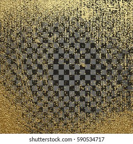 Gold grunge texture to create distressed effect. Patina scratch golden elements. Vintage abstract illustration. Bright sketch surface . Overlay distress grain graphic design