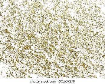 Gold grunge texture to create distressed effect. Patina scratch golden elements. Vintage abstract illustration. Bright sketch surface . Overlay distress grain graphic design