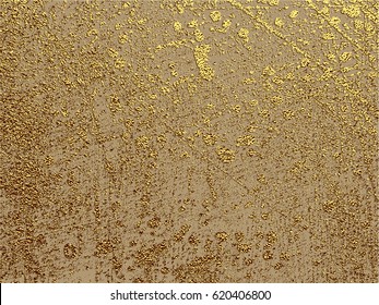 Gold grunge texture to create distressed effect. Patina scratch golden elements. Vintage abstract illustration. Bright sketch surface . 