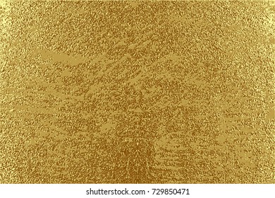 Gold grunge texture to create distressed effect. Patina scratch golden elements. Vintage abstract illustration. Bright sketch surface . Overlay distress grain graphic design