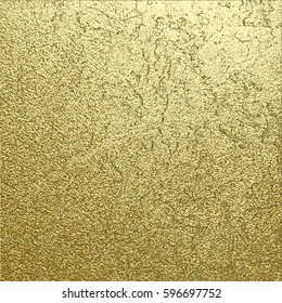 Gold grunge texture with distressed effect. Patina scratch golden elements. Vintage background. Bright sketch surface. Vector illustration.