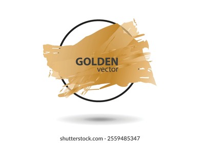 Gold grunge texture in a frame. Brushstroke, vector illustration design background