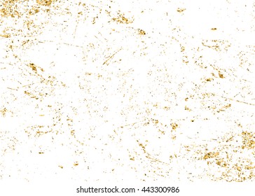 Gold grunge texture. Patina scratch golden elements. Sketch texture to create distressed effect. Overlay distress grain graphic design. Stylish modern dirty background decoration. Vector illustration