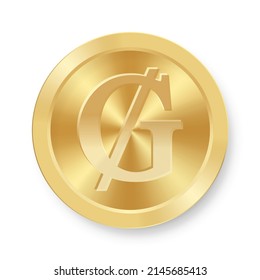 Gold Guarani coin Concept of internet web currency
