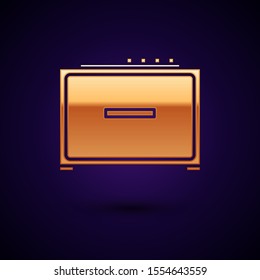 Gold Guitar amplifier icon isolated on dark blue background. Musical instrument.  Vector Illustration