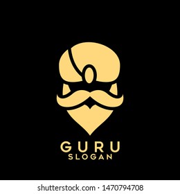 Gold Guru Logo Icon Design Vector Illustration With Black Background