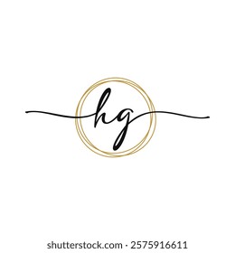 Gold H G Initial Script Letter Beauty Logo Template