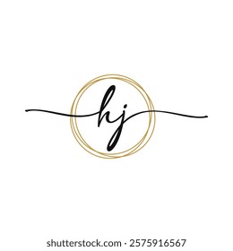 Gold H J Initial Script Letter Beauty Logo Template