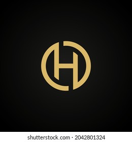 Gold H logo decorative abstract circle initial letter luxury logo template for brand identity company vector graphic design