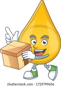 Gold hair serum cartoon design style having gift box
