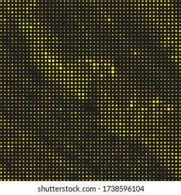 Elemento de semitono de oro. Tinta abstracta. Cómic Dorado Sucio. Superposición de degradado amarillo. Monocromo de círculo anaranjado. Fondo Grunge. Trastorno geométrico. Gradación Vintage.