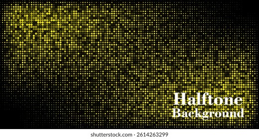 Gold halftone on black background. Vector golden glitter with dotted sparkles or halftone shine pattern texture Pop Art Style Background Artistik. 