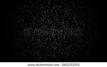 Gold halftone on black background. Golden glitter with dotted sparkles or halftone shine pattern texture Pop Art Style Vector Background.