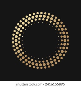 Diseño de marco redondo de media tonalidad dorada. Logo de lujo redondo emblema abstracto del anillo dorado fondo geométrico
