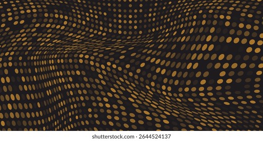 Gold Halftone round frame. Golden luxury Halftone circle logo. Dots emblem. Dotted texture border. Vector illustration isolated  modern