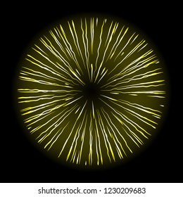 Gold halo angel ring in shape of fire circle made of flakes. Isolated on black background. Holy golden nimbus circle aureole, saint symbol. Tattoo reference. Vector.