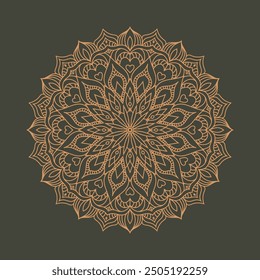 Gold hand draw mandala design for yoga, coloring boog, textile, stickers