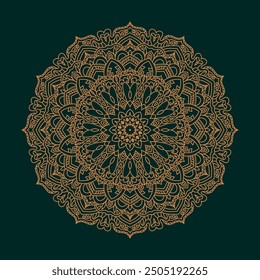 Gold hand draw mandala design for yoga, coloring boog, textile, stickers