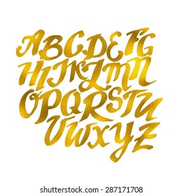 Gold Hand drawn Alphabet Pattern. Vector Eps10 illustration doodle sketch