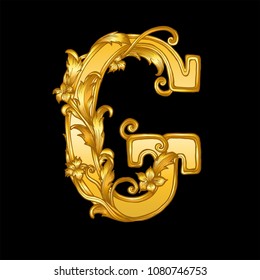 gold hand drawn baroque  letter 