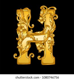 gold hand drawn baroque  letter 