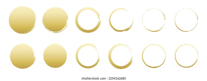 Esbozo de oro dibujado a mano círculo de línea de pincel vectorial.	