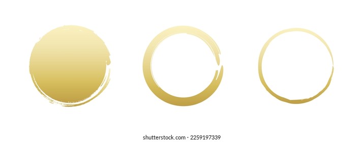 Gold hand drawn sketch vector brush line circle.