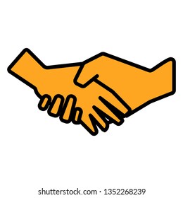 gold hand line icon and black line with white background