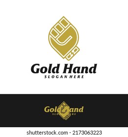 Gold Hand Logo Design Template. Clench Hand logo concept vector. Creative Icon Symbol