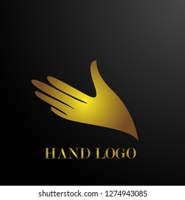 gold hand logo design, vector 