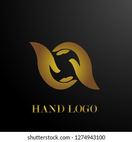 gold hand logo design, vector 