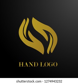 gold hand logo design, vector 