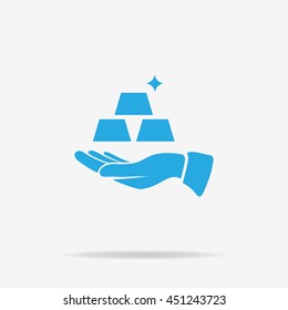 Gold and hand. Vector concept illustration for design.